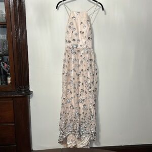 Gianni Bini Rose Embroidered Halter Gown